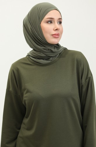 Kadın Eteği Garnili Sweatshirt 1702-06 Haki