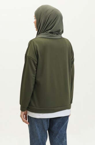 Kadın Eteği Garnili Sweatshirt 1702-06 Haki