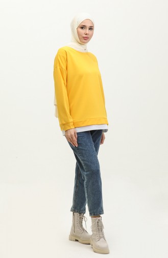 women s Skirt Garnished Sweatshirt 1702-05 Yellow 1702-05