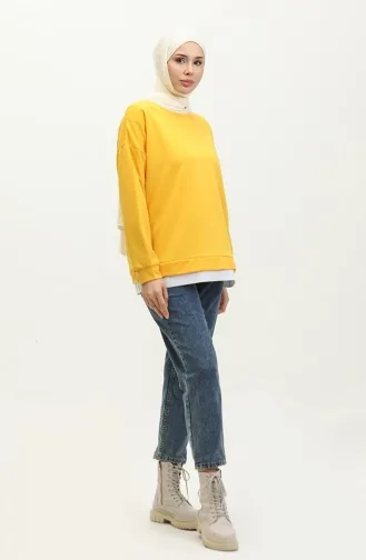 Sweat-Shirt Garni Avec Jupe Pour Femme 1702-05 Jaune 1702-05