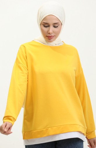 Sweat-Shirt Garni Avec Jupe Pour Femme 1702-05 Jaune 1702-05