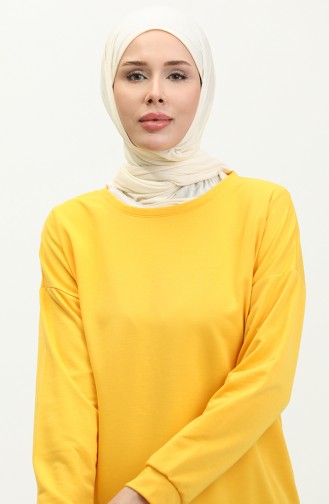 Kadın Eteği Garnili Sweatshirt 1702-05 Sarı