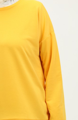 Kadın Eteği Garnili Sweatshirt 1702-05 Sarı