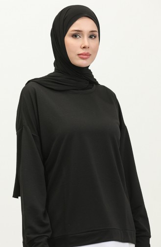 Sweat-Shirt Garni Avec Jupe Pour Femme 1702-04 Noir 1702-04