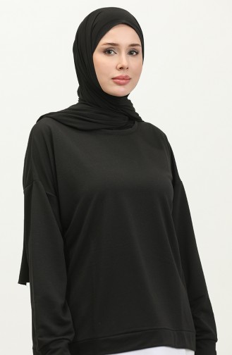 Kadın Eteği Garnili Sweatshirt 1702-04 Siyah