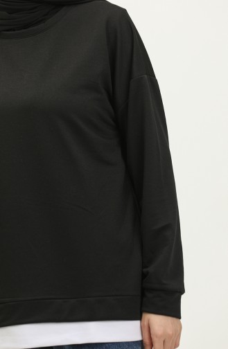 Sweat-Shirt Garni Avec Jupe Pour Femme 1702-04 Noir 1702-04