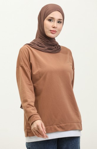 women s Skirt Garnished Sweatshirt 1702-03 Brown 1702-03