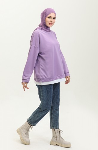 Sweat-Shirt Garni Avec Jupe 1702-02 Lilas 1702-02