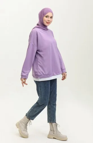 Sweat-Shirt Garni Avec Jupe 1702-02 Lilas 1702-02