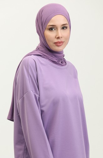 Kadın Eteği Garnili Sweatshirt 1702-02 Lila