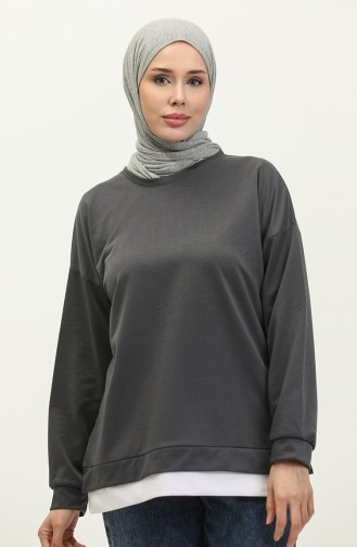 Kadın Eteği Garnili Sweatshirt 1702-01 Füme