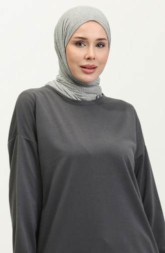 Kadın Eteği Garnili Sweatshirt 1702-01 Füme