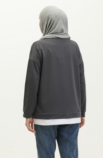 Kadın Eteği Garnili Sweatshirt 1702-01 Füme