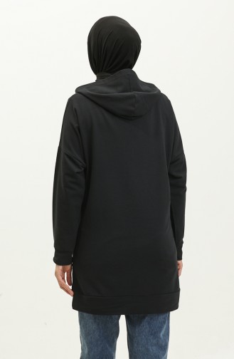 Zippered Hooded Sweatshirt 23055-01 Black 23055-01
