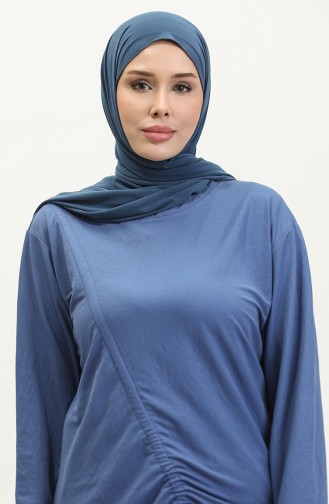 Büzgülü Tunik 23065-02 Saks