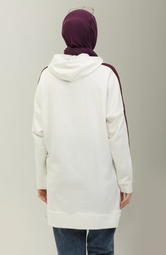 Hooded Sweatshirt 23067-02 Ecru Claret Red 23067-02