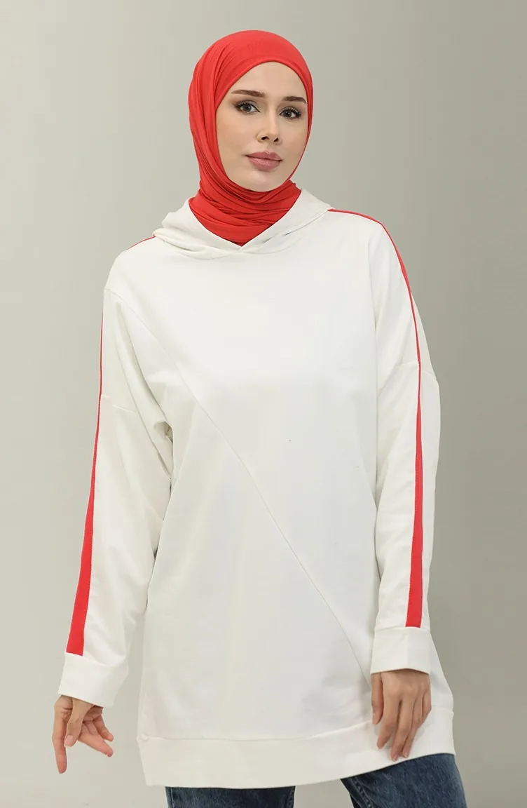 Sweat A Capuche 23067-03 Ecru Fleur De Grenade 23067-03