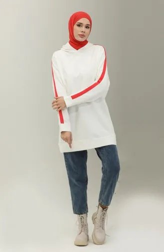 Sweat A Capuche 23067-03 Ecru Fleur De Grenade 23067-03