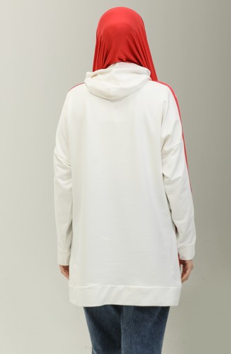 Hooded Sweatshirt 23067-03 Ecru Pomegranate Flower 23067-03