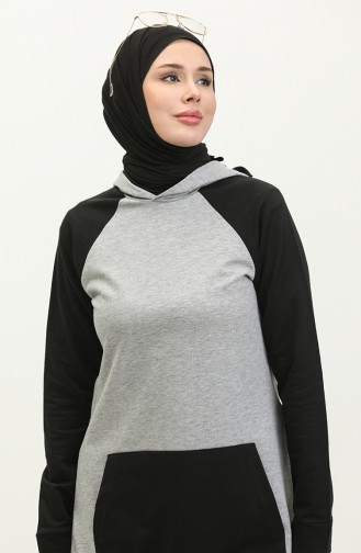 Hooded Sweatshirt 23071-01 Gray Black 23071-01