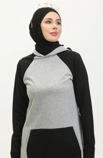 Sweat A Capuche 23071-01 Gris Noir 23071-01