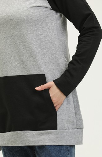 Hooded Sweatshirt 23071-01 Gray Black 23071-01