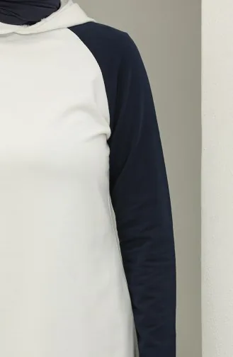 Sweat A Capuche 23071-03 Ecru Bleu Marine 23071-03