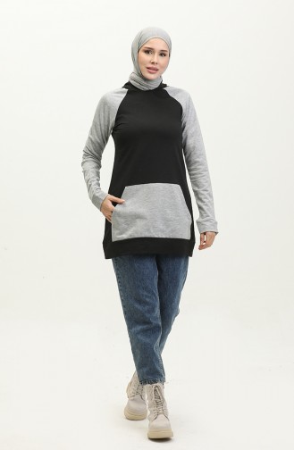 Sweatshirt Met Capuchon 23071-04 Zwartgrijs 23071-04