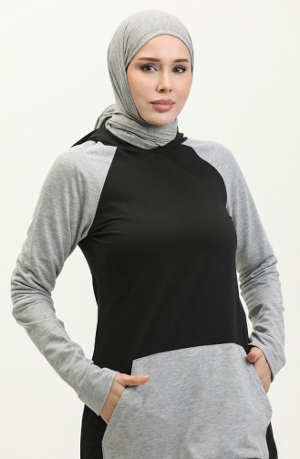 Sweatshirt Met Capuchon 23071-04 Zwartgrijs 23071-04