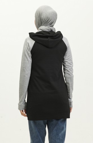 Sweat A Capuche 23071-04 Noir Gris 23071-04