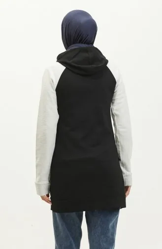 Kapuzenpullover 23071-06 Schwarz Ecru 23071-06