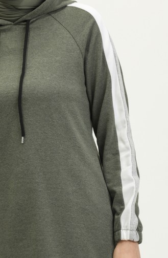 Kapüşonlu Sweatshirt 23075-03 Haki