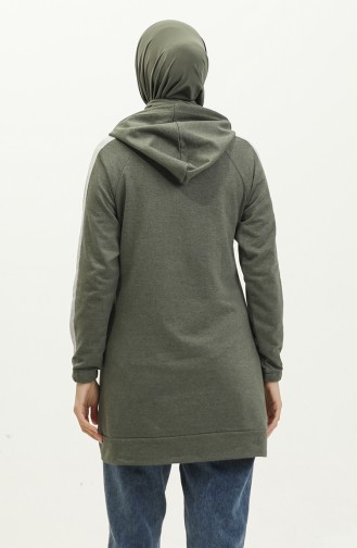 Kapüşonlu Sweatshirt 23075-03 Haki