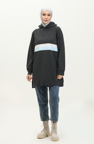Sweat A Capuche 23077-02 Bleu Anthracite 23077-02