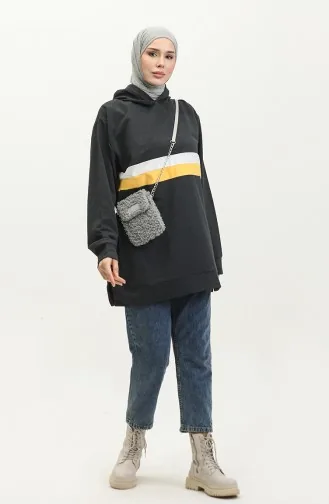Kapüşonlu Sweatshirt 23077-03 Antrasit Gold