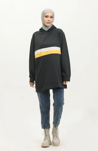 Kapüşonlu Sweatshirt 23077-03 Antrasit Gold