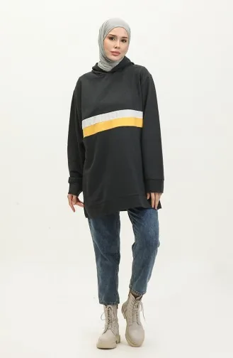 Kapüşonlu Sweatshirt 23077-03 Antrasit Gold