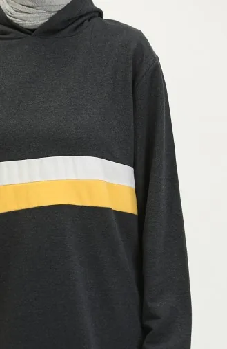 Kapüşonlu Sweatshirt 23077-03 Antrasit Gold