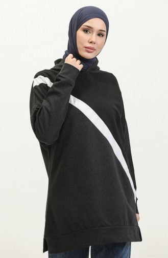 Kapuzenpullover 23078-01 Schwarz Anthrazit 23078-01