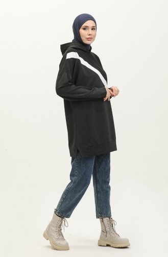 Kapuzenpullover 23078-01 Schwarz Anthrazit 23078-01