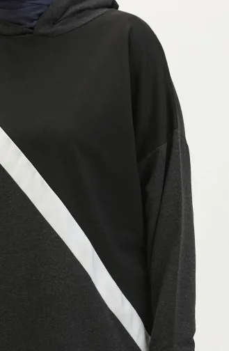 Kapüşonlu Sweatshirt 23078-01 Siyah Antrasit