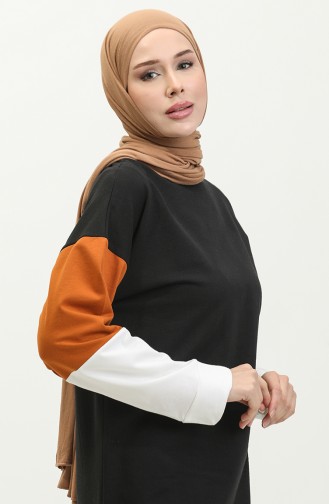 Bisiklet Yaka Sweatshiert 23090-02 Siyah Bakır 23090-02