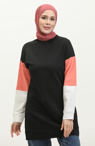 Bisiklet Yaka Sweatshirt 23090-03 Siyah Somon