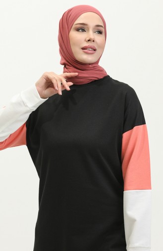 Bisiklet Yaka Sweatshirt 23090-03 Siyah Somon