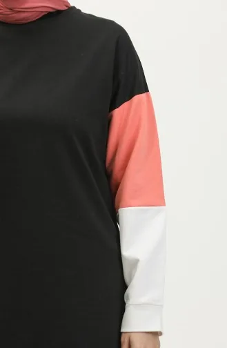 Bisiklet Yaka Sweatshirt 23090-03 Siyah Somon 23090-03