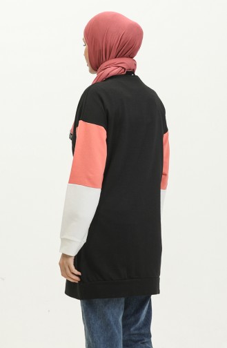 Bisiklet Yaka Sweatshirt 23090-03 Siyah Somon 23090-03