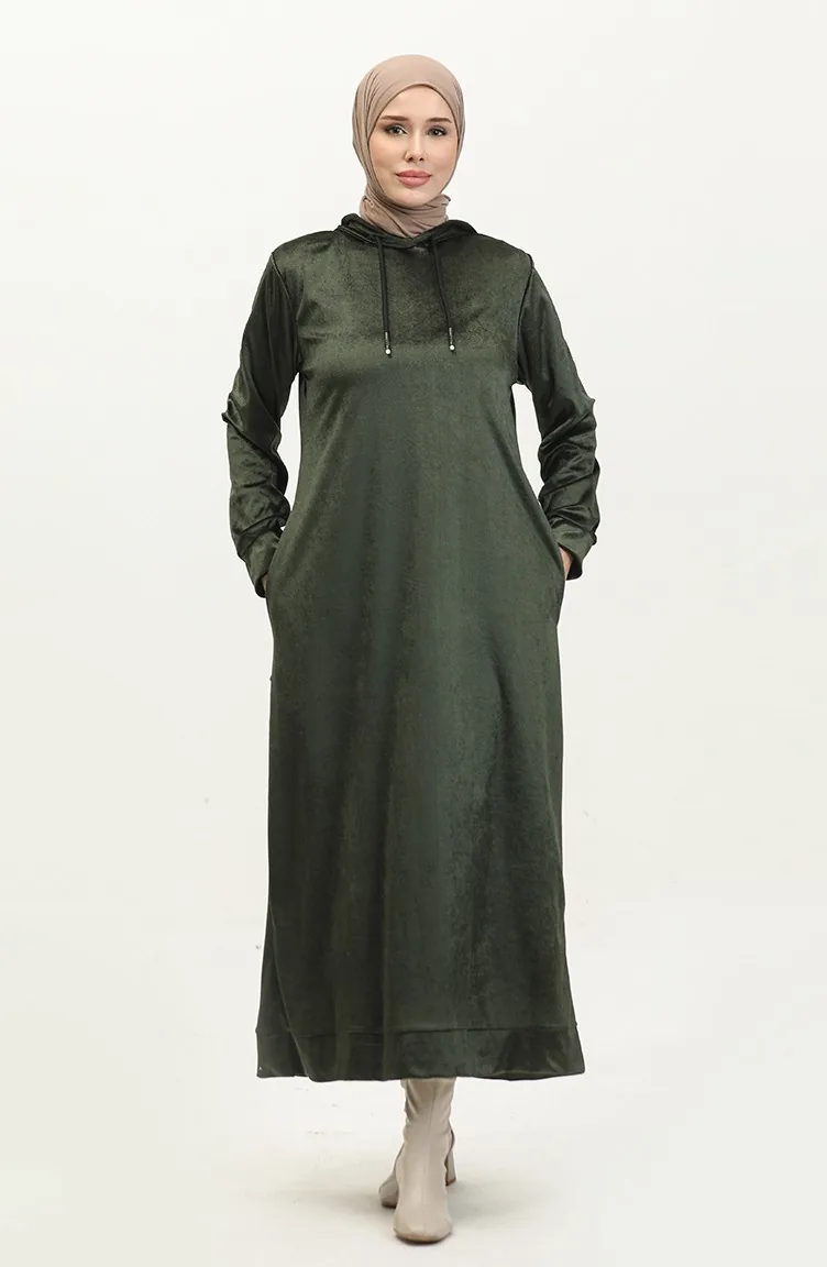 Robe Velours A Capuche 0285-02 Khaki 0285-02