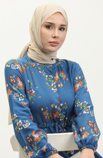 Viscose Floral Dress 0286-01 Indigo 0286-01