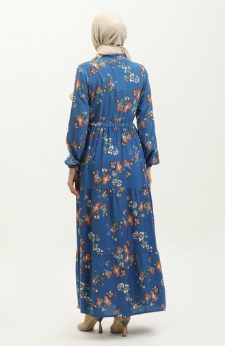 Viscose Floral Dress 0286-01 Indigo 0286-01