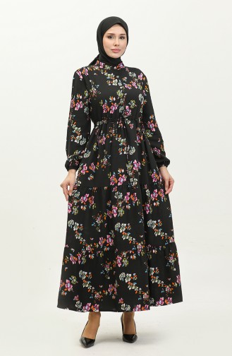 Viscose Floral Dress 0286-02 Black 0286-02